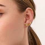 Hammered Stud Earrings 18K Gold Plated Heart