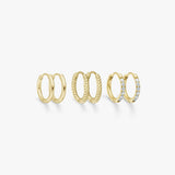 Mixed Hoop Earring Trio 18K Gold Plated · 10 mm