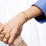 Figaro Bracelet, 18K Gold Plated, 7 mm